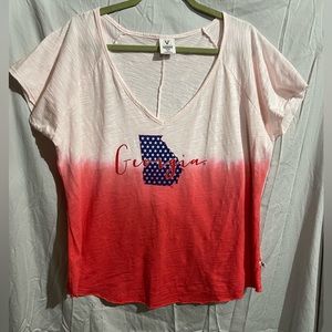 Georgia Graphic Ombre Short Sleeve Tee - Pink to Red